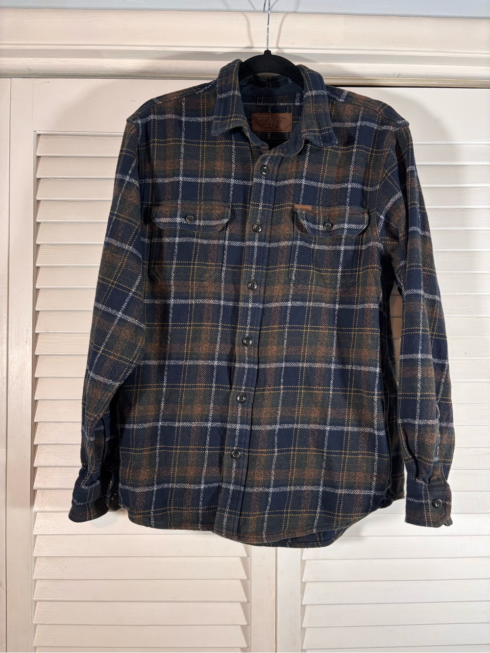 Orvis Men's Classic Collection Heavyweight Flannel Shirt Medium Navy Green Plaid